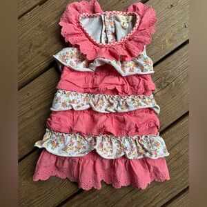 Matilda Jane Pink Floral Eyelet Ruffle Dress Size 2